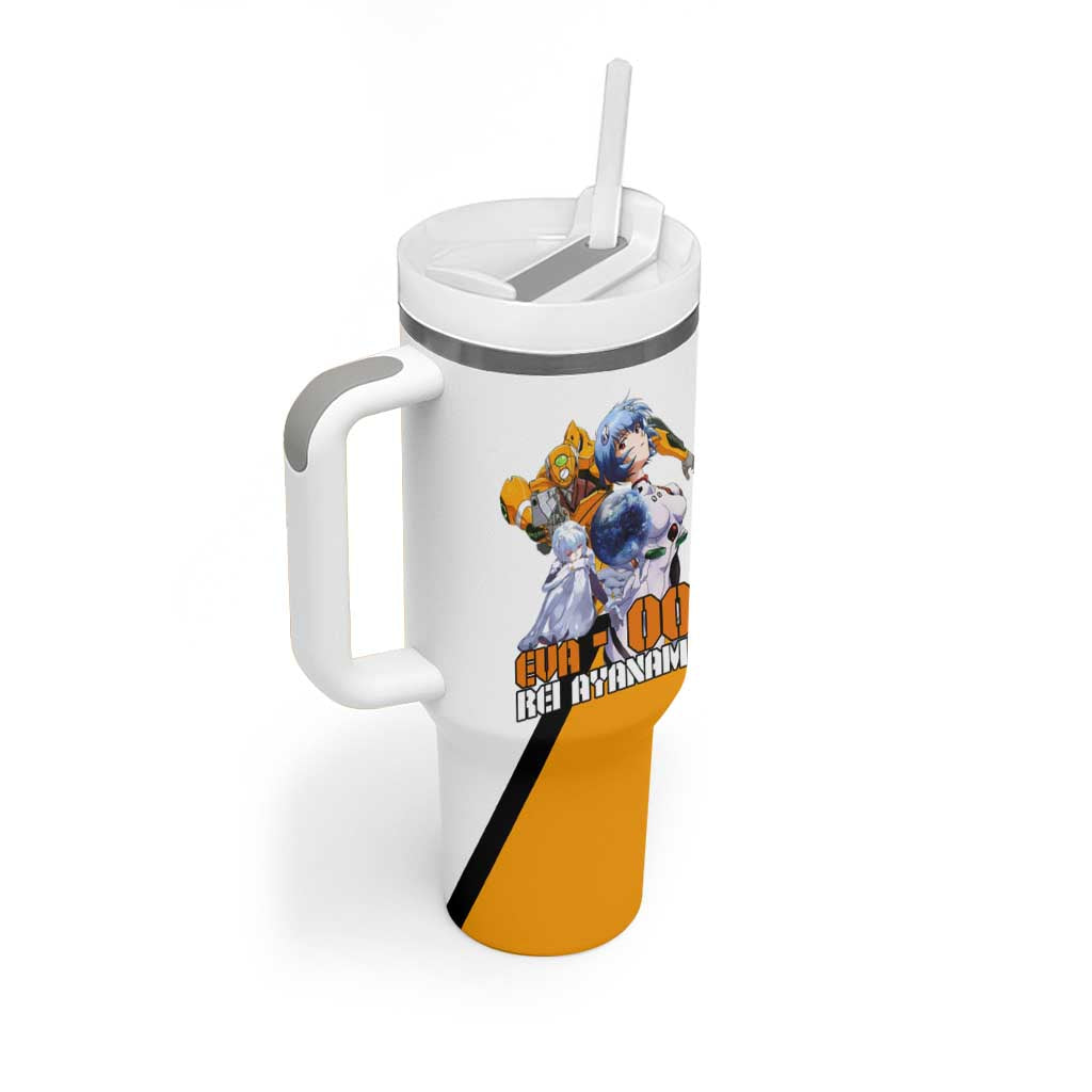 Evangelion EVA-00 and Rei Ayanami Yellow and White Tumbler With Handle Design with Mecha and Character Artwork - The Mazicc