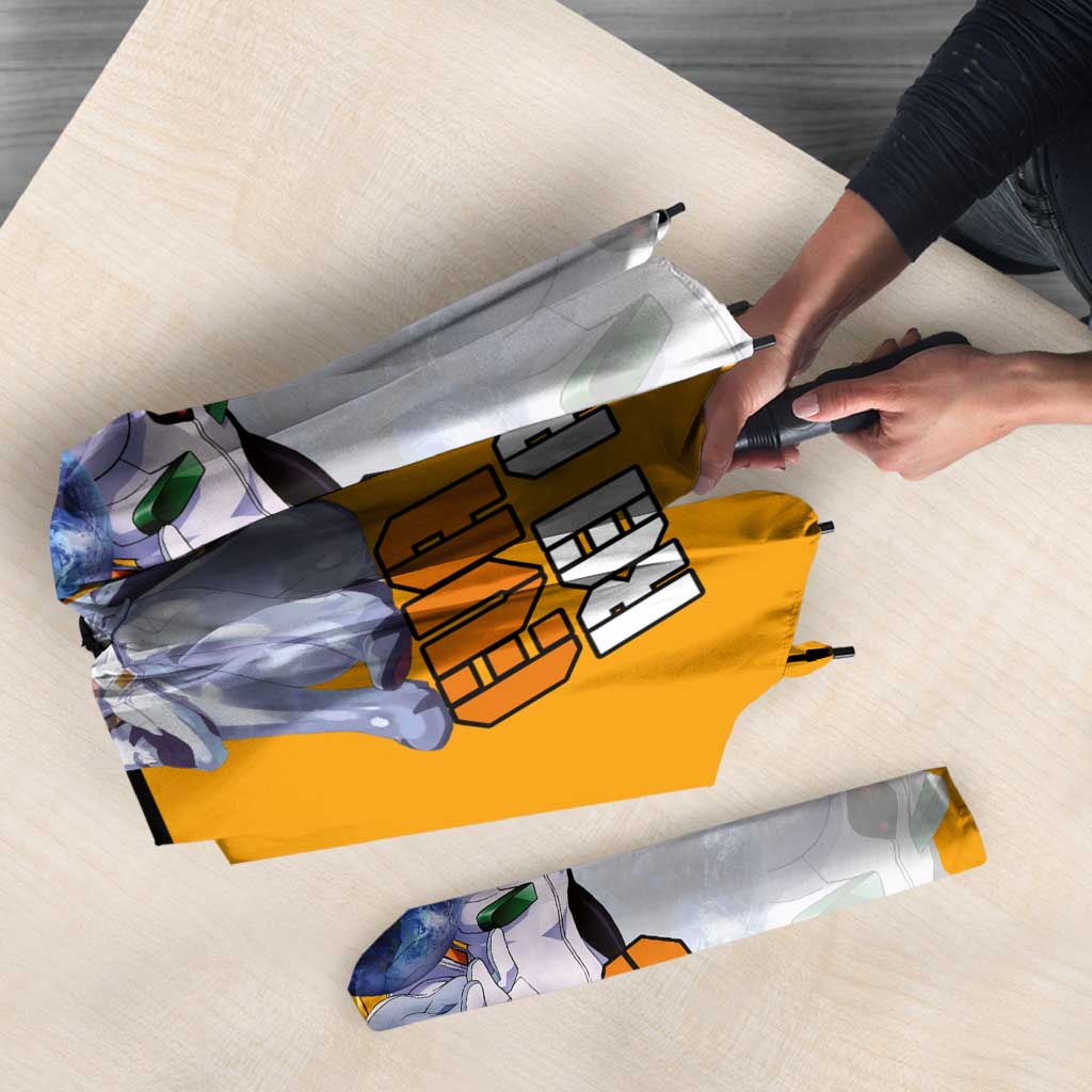 Evangelion EVA-00 and Rei Ayanami Yellow and White Umbrella Design with Mecha and Character Artwork - The Mazicc