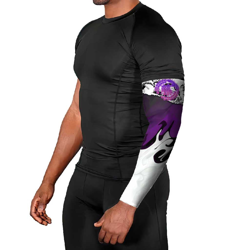 Shinobu Kocho Demon Slayer Butterfly Theme Arm Sleeves with Purple Accents and Manga Collage Design - The Mazicc