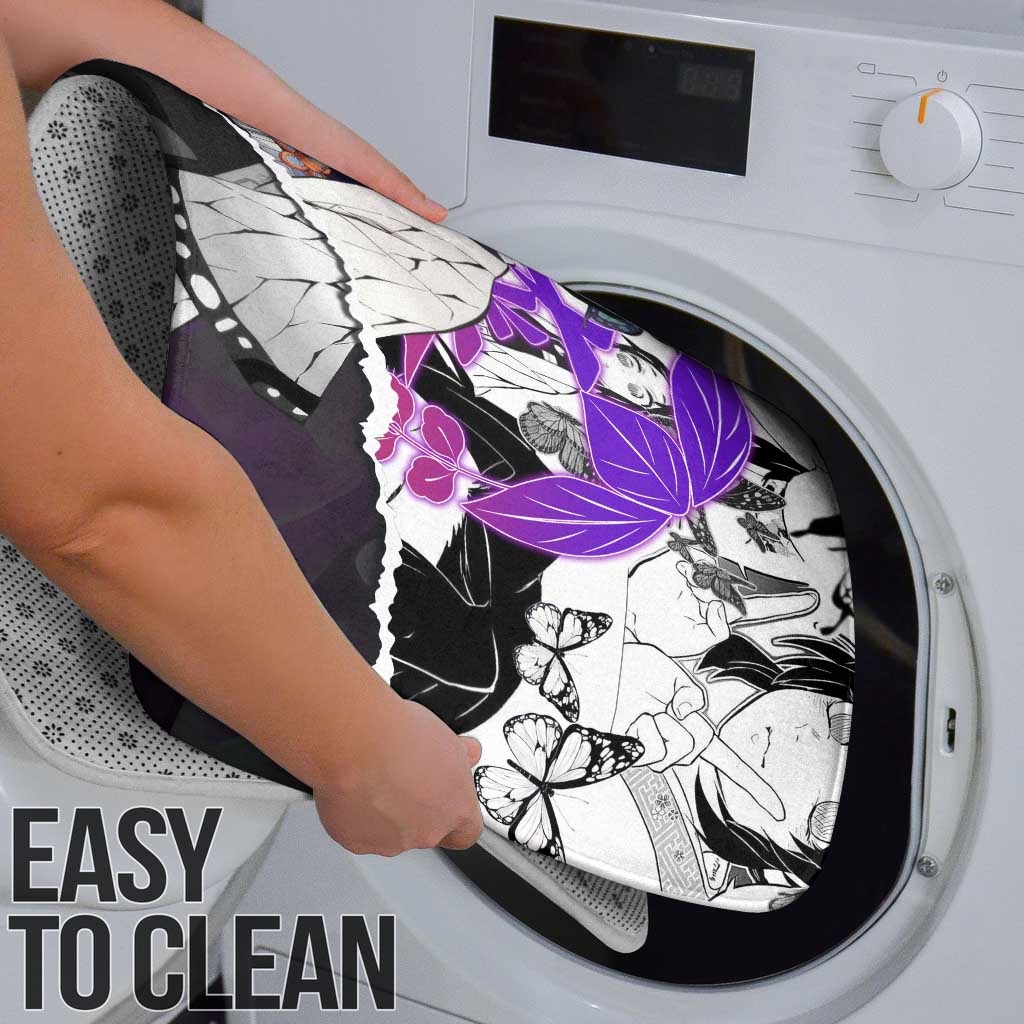 Shinobu Kocho Demon Slayer Butterfly Theme Bathroom Set with Purple Accents and Manga Collage Design - The Mazicc