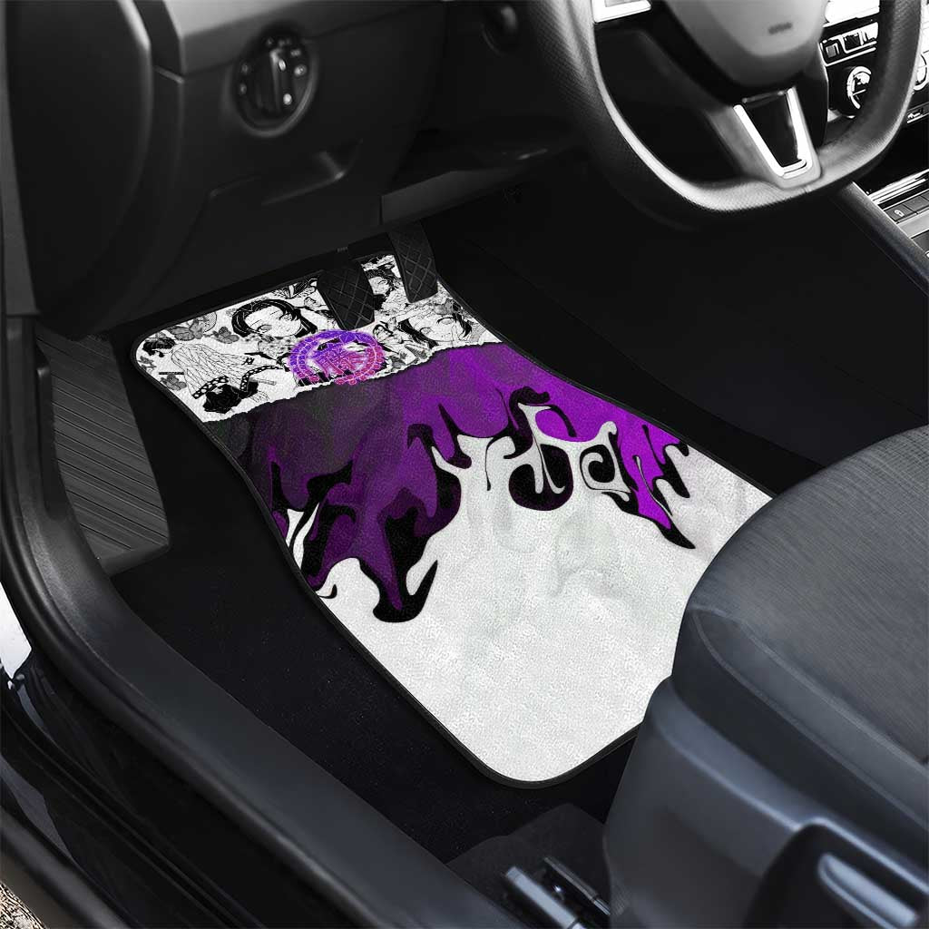 Shinobu Kocho Demon Slayer Butterfly Theme Car Mats with Purple Accents and Manga Collage Design - The Mazicc