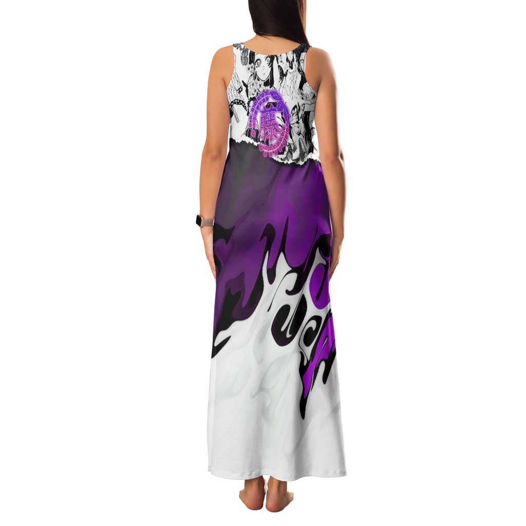 Shinobu Kocho Demon Slayer Butterfly Theme Family Matching Tank Maxi Dress and Hawaiian Shirt with Purple Accents and Manga Collage Design