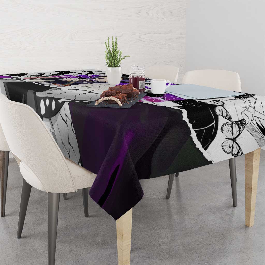 Shinobu Kocho Demon Slayer Butterfly Theme Tablecloth with Purple Accents and Manga Collage Design - The Mazicc