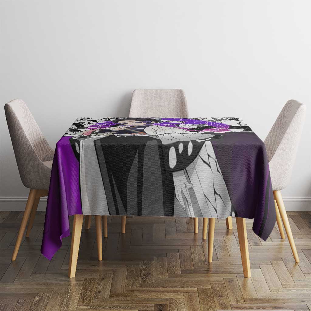 Shinobu Kocho Demon Slayer Butterfly Theme Tablecloth with Purple Accents and Manga Collage Design - The Mazicc