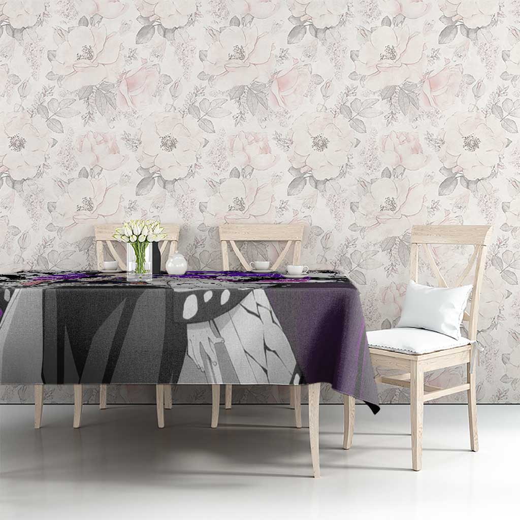 Shinobu Kocho Demon Slayer Butterfly Theme Tablecloth with Purple Accents and Manga Collage Design - The Mazicc