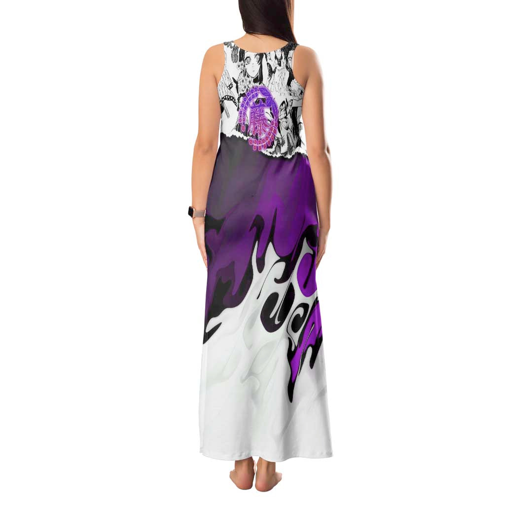Shinobu Kocho Demon Slayer Butterfly Theme Tank Maxi Dress with Purple Accents and Manga Collage Design - The Mazicc