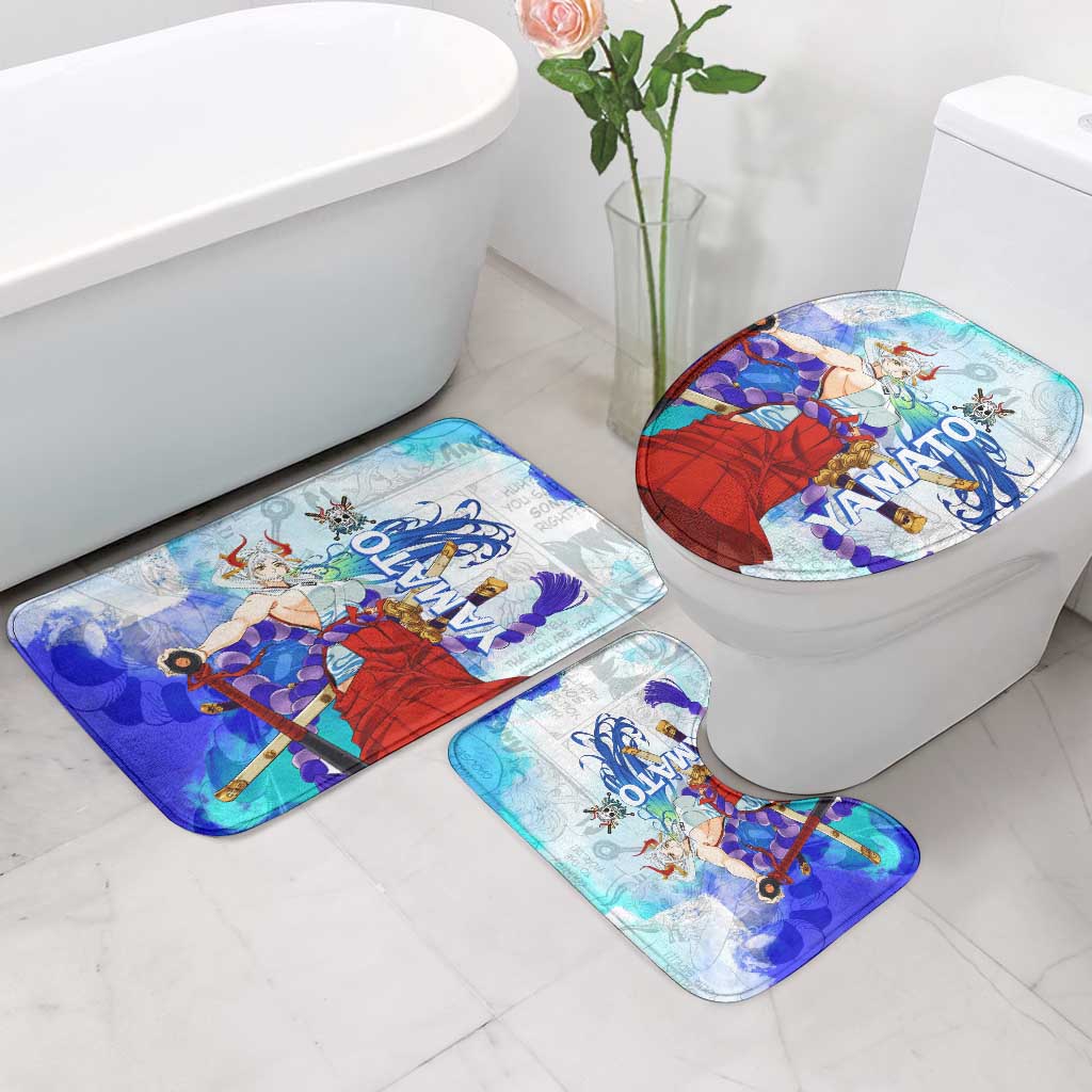 Yamato One Piece Blue Cloud Theme Bathroom Set with Manga Panels and Oni Horn Character Design - The Mazicc