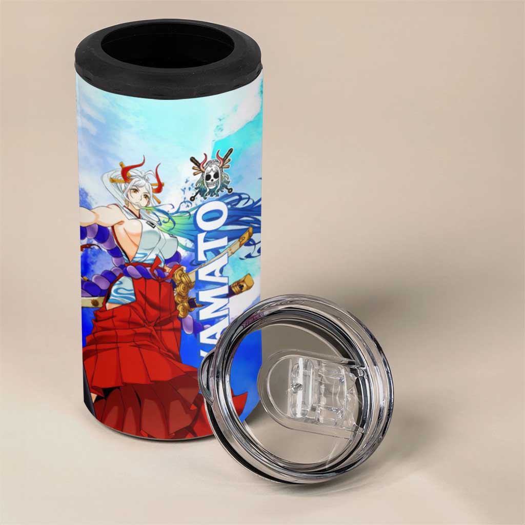Yamato One Piece Blue Cloud Theme 4 in 1 Can Cooler Tumbler with Manga Panels and Oni Horn Character Design - The Mazicc