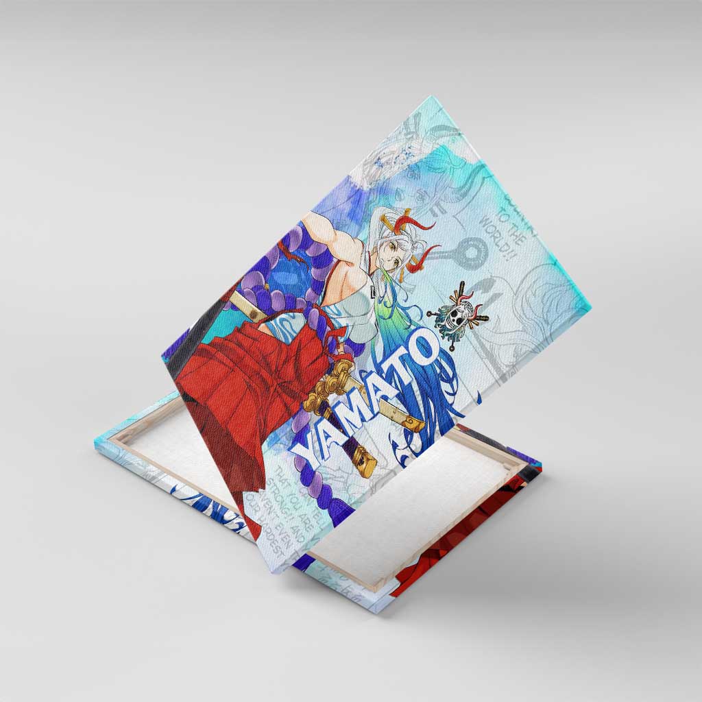 Yamato One Piece Blue Cloud Theme Canvas Wall Art with Manga Panels and Oni Horn Character Design - The Mazicc