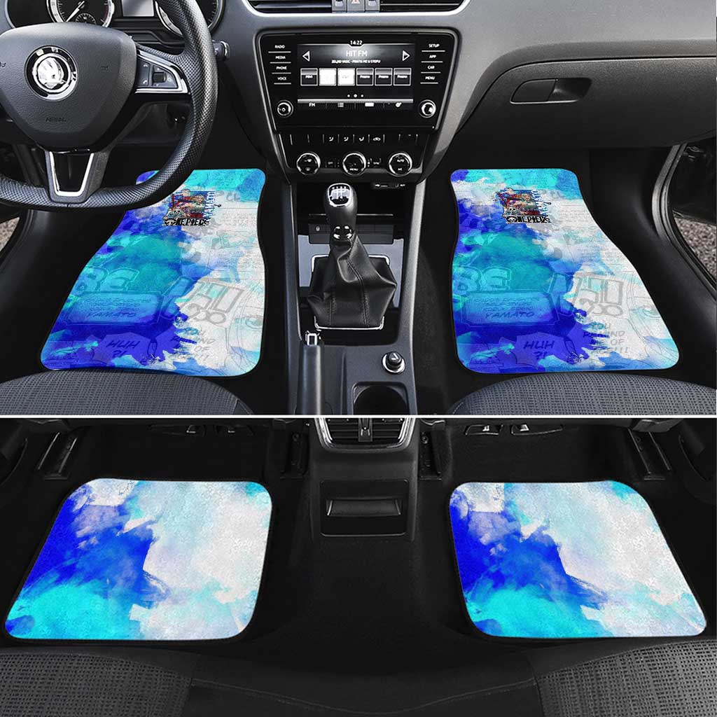 Yamato One Piece Blue Cloud Theme Car Mats with Manga Panels and Oni Horn Character Design - The Mazicc