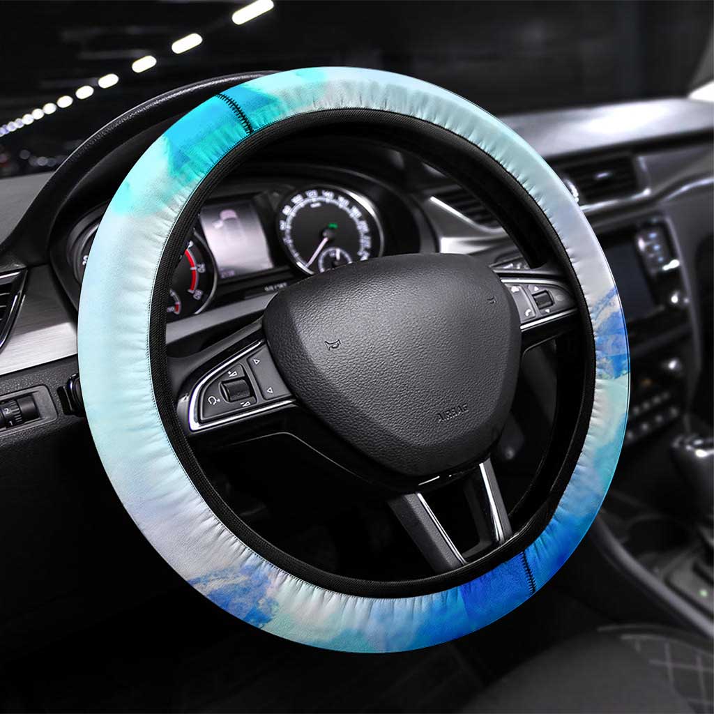 Yamato One Piece Blue Cloud Theme Steering Wheel Cover with Manga Panels and Oni Horn Character Design - The Mazicc