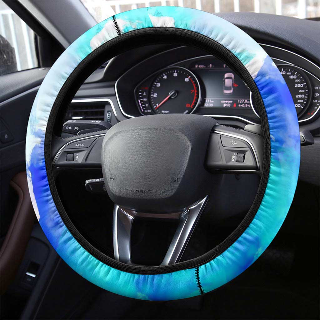 Yamato One Piece Blue Cloud Theme Steering Wheel Cover with Manga Panels and Oni Horn Character Design - The Mazicc