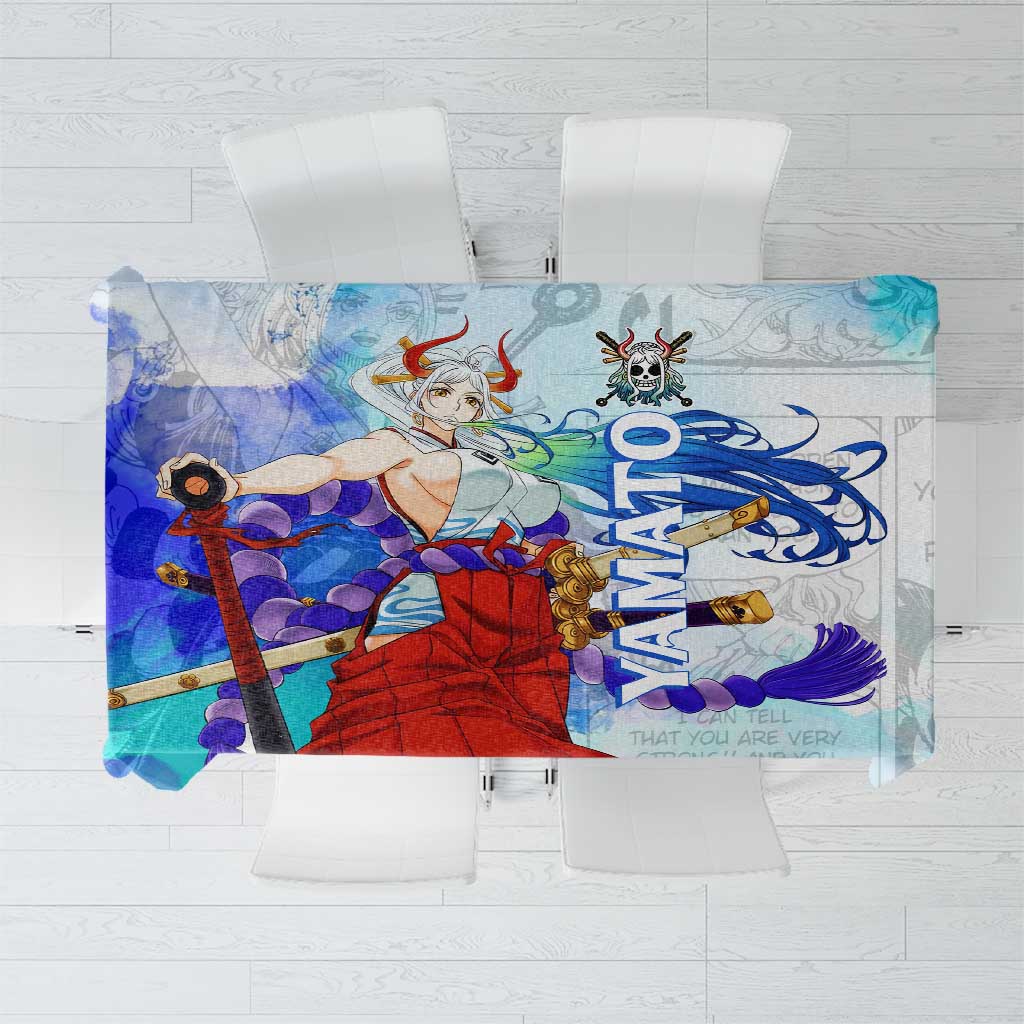 Yamato One Piece Blue Cloud Theme Tablecloth with Manga Panels and Oni Horn Character Design - The Mazicc