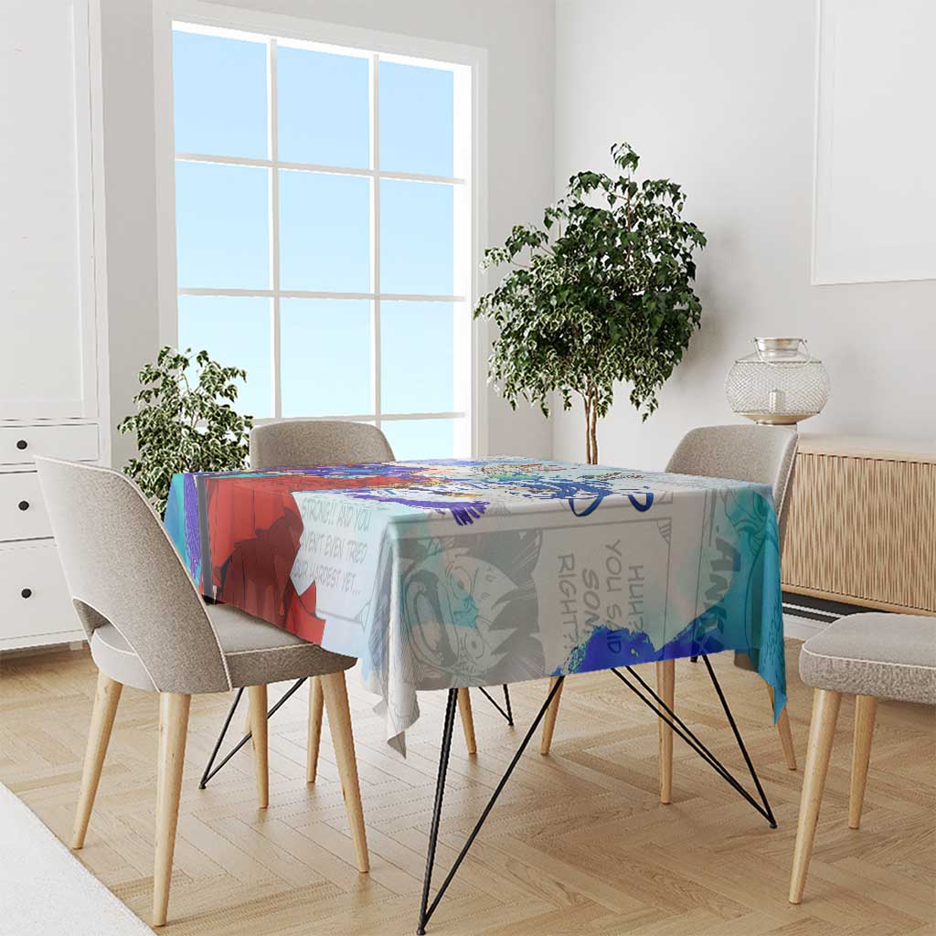 Yamato One Piece Blue Cloud Theme Tablecloth with Manga Panels and Oni Horn Character Design - The Mazicc