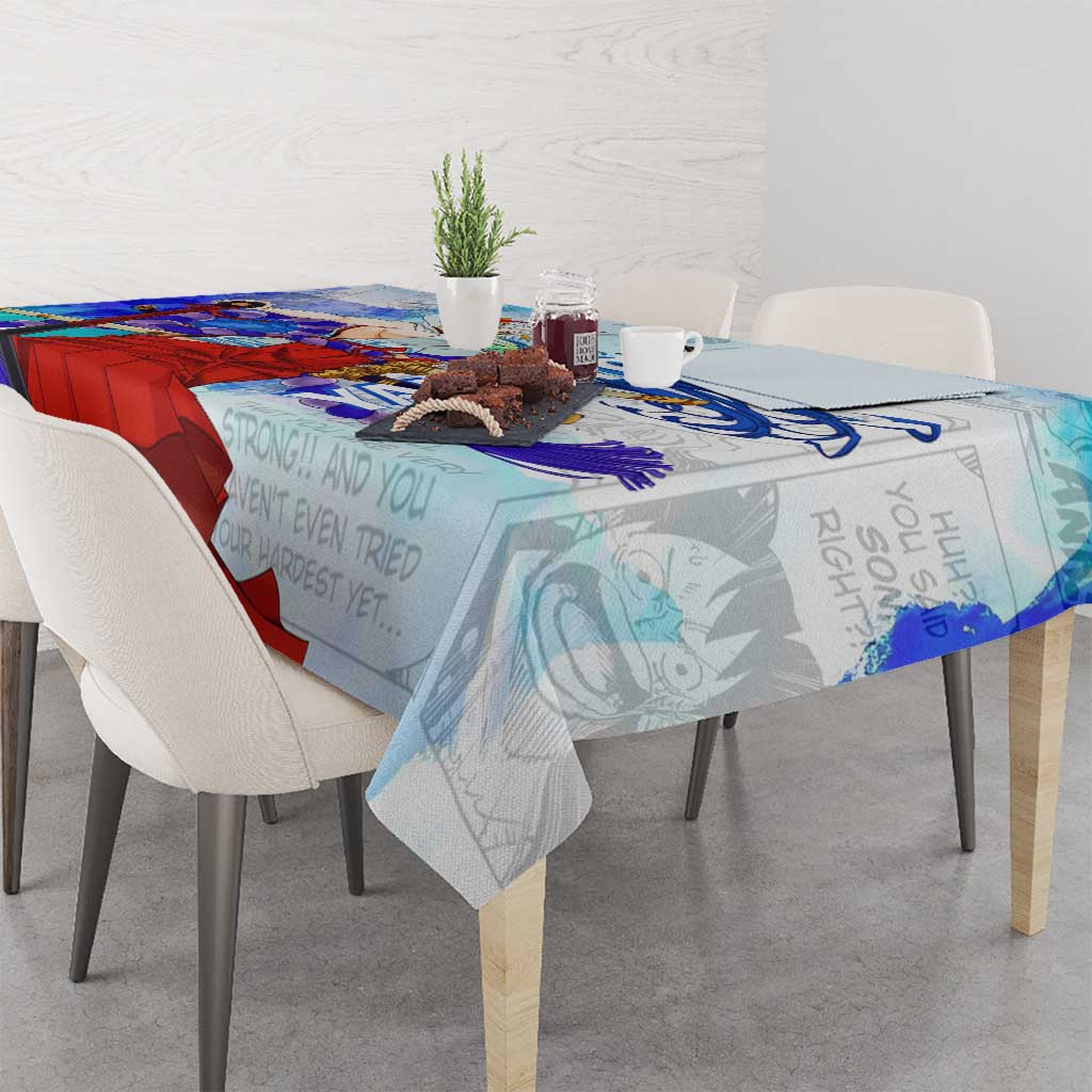 Yamato One Piece Blue Cloud Theme Tablecloth with Manga Panels and Oni Horn Character Design - The Mazicc