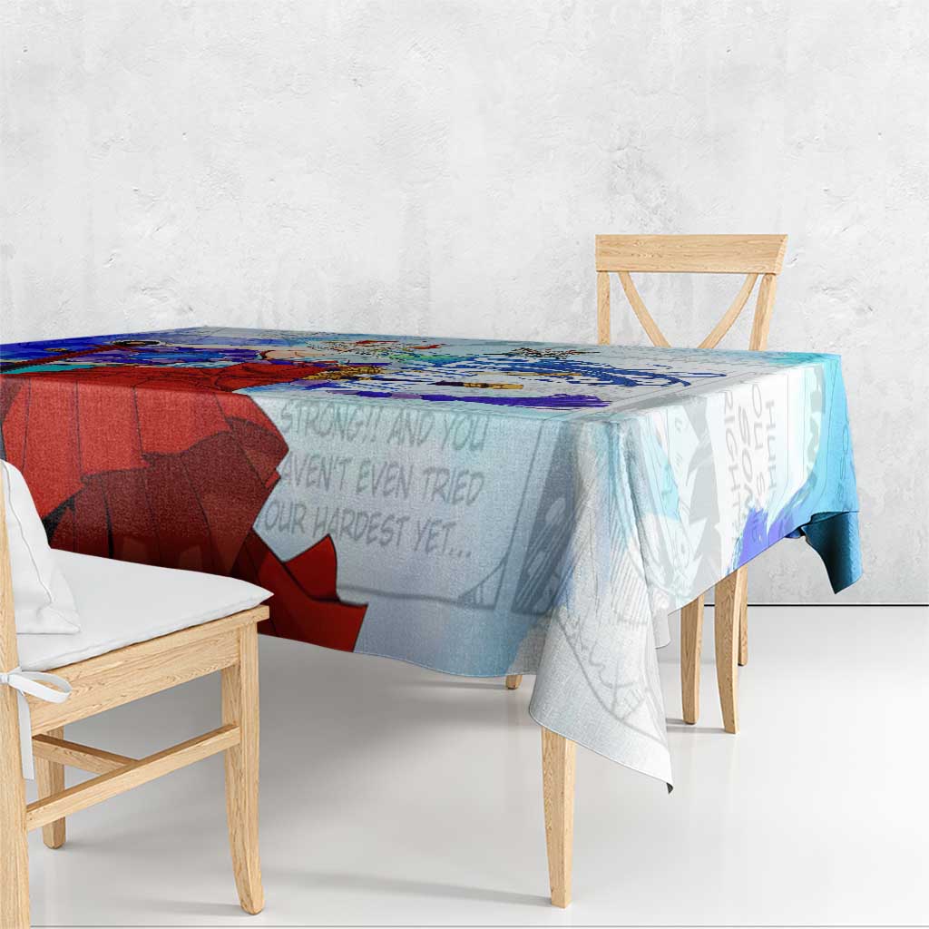 Yamato One Piece Blue Cloud Theme Tablecloth with Manga Panels and Oni Horn Character Design - The Mazicc