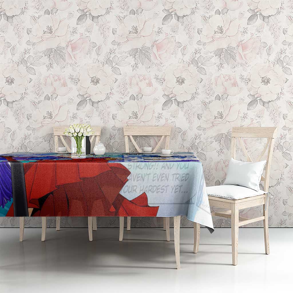 Yamato One Piece Blue Cloud Theme Tablecloth with Manga Panels and Oni Horn Character Design - The Mazicc