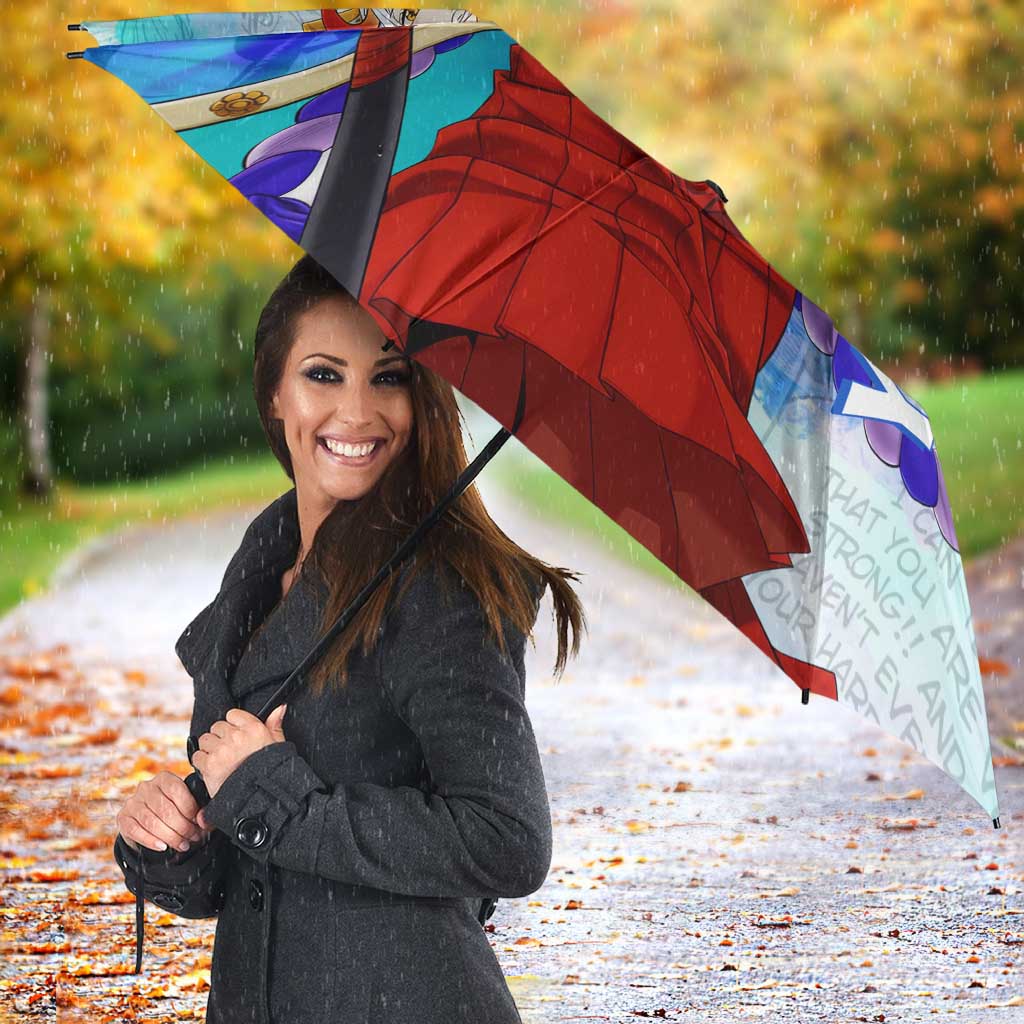 Yamato One Piece Blue Cloud Theme Umbrella with Manga Panels and Oni Horn Character Design - The Mazicc