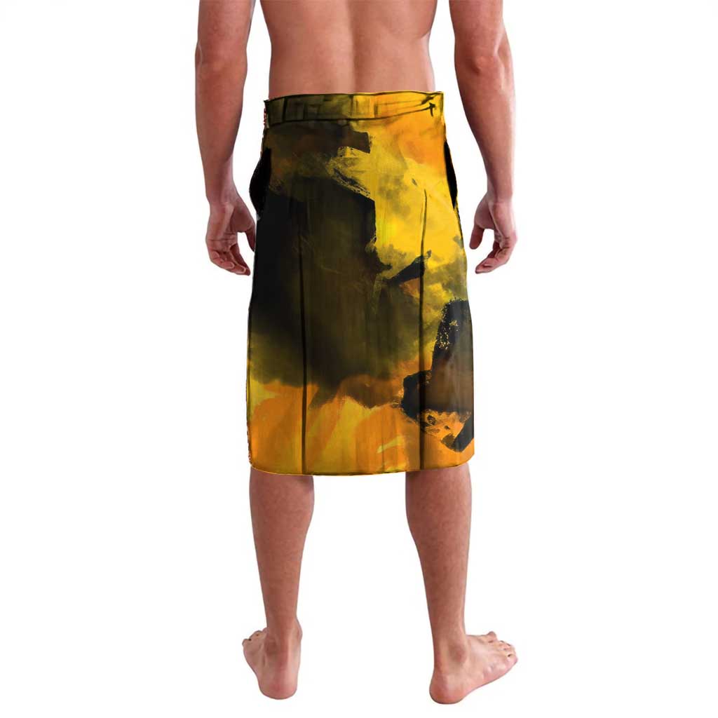 Trafalgar Law One Piece Yellow and Black Theme Lavalava with Jolly Roger Symbol and Manga Panel Design - The Mazicc