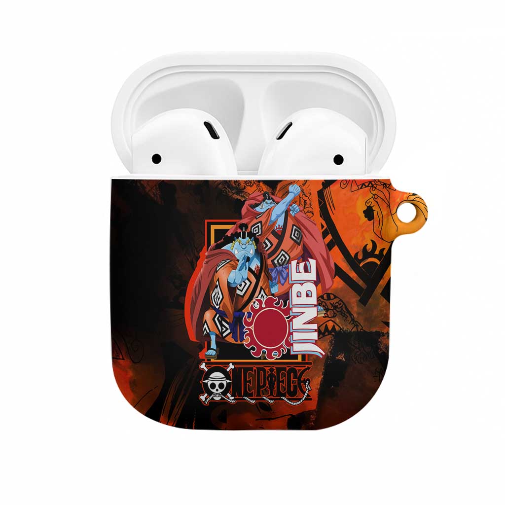 Jinbe One Piece Red and Black Theme AirPods Case with Sun Pirates Emblem and Karate Pose Design - The Mazicc