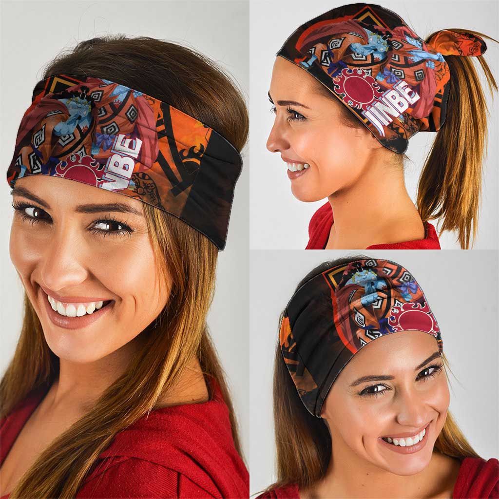 Jinbe One Piece Red and Black Theme Neck Gaiter with Sun Pirates Emblem and Karate Pose Design - The Mazicc