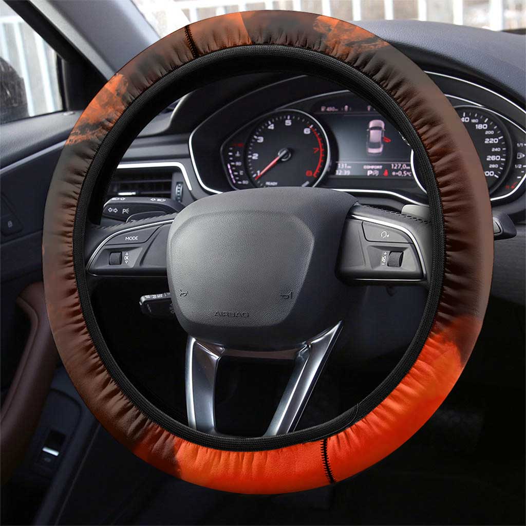 Jinbe One Piece Red and Black Theme Steering Wheel Cover with Sun Pirates Emblem and Karate Pose Design - The Mazicc