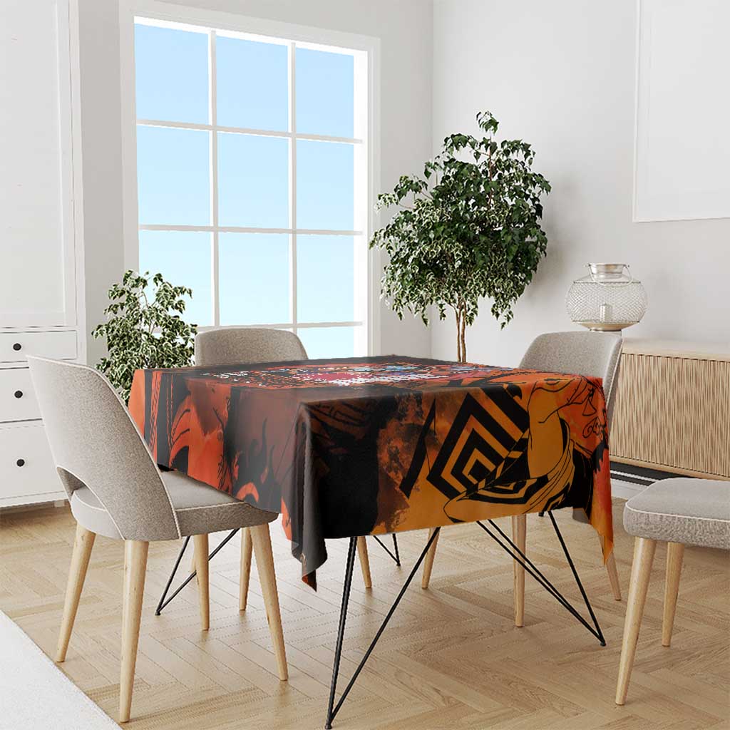 Jinbe One Piece Red and Black Theme Tablecloth with Sun Pirates Emblem and Karate Pose Design - The Mazicc