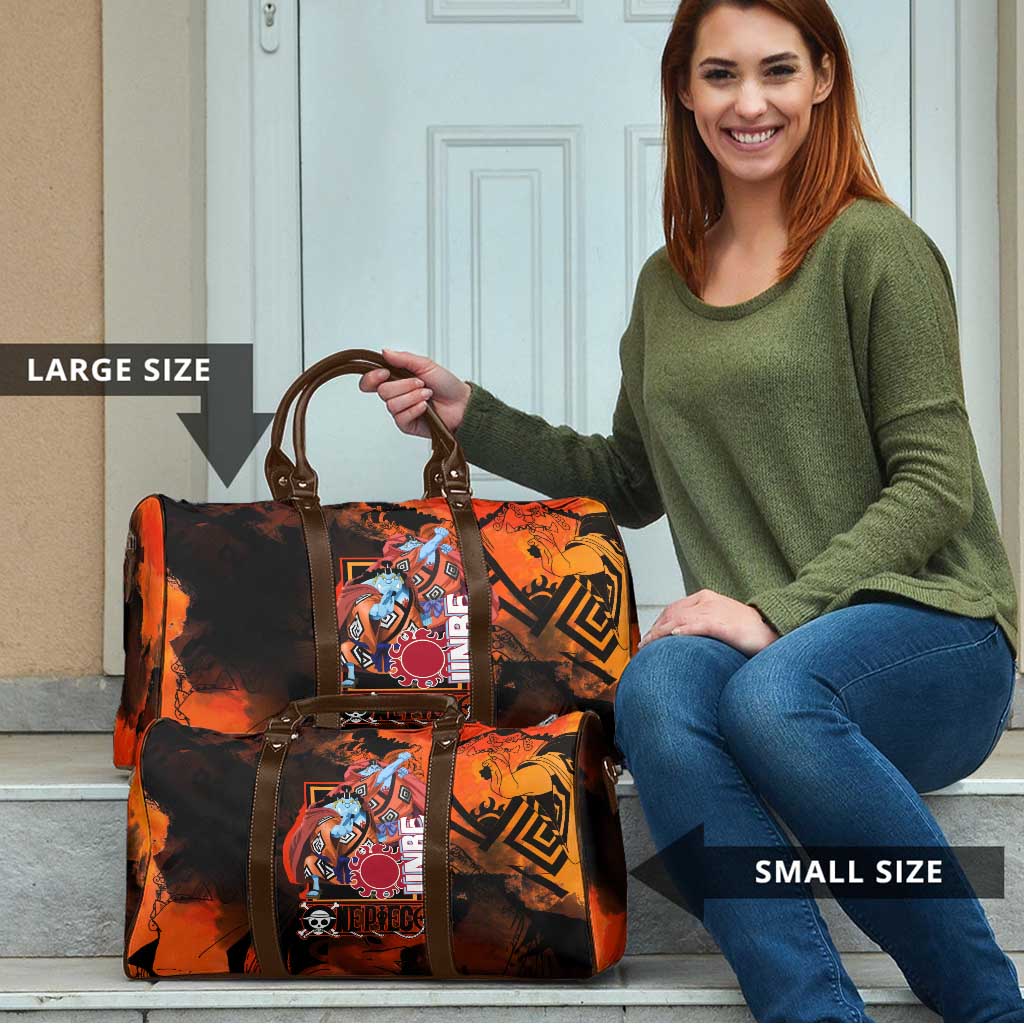 Jinbe One Piece Red and Black Theme Travel Bag with Sun Pirates Emblem and Karate Pose Design - The Mazicc