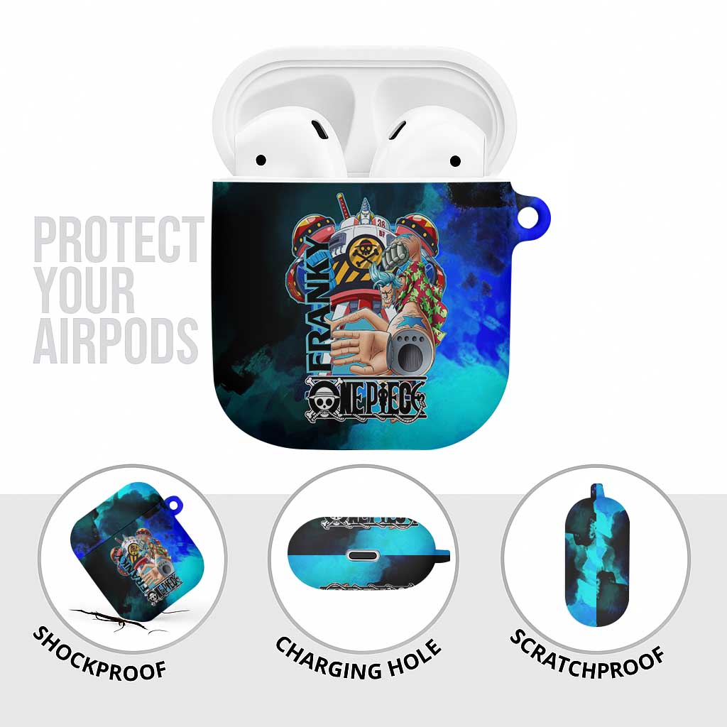 Franky One Piece Blue Theme AirPods Case with Cyborg Design and Shipwright Pose - The Mazicc