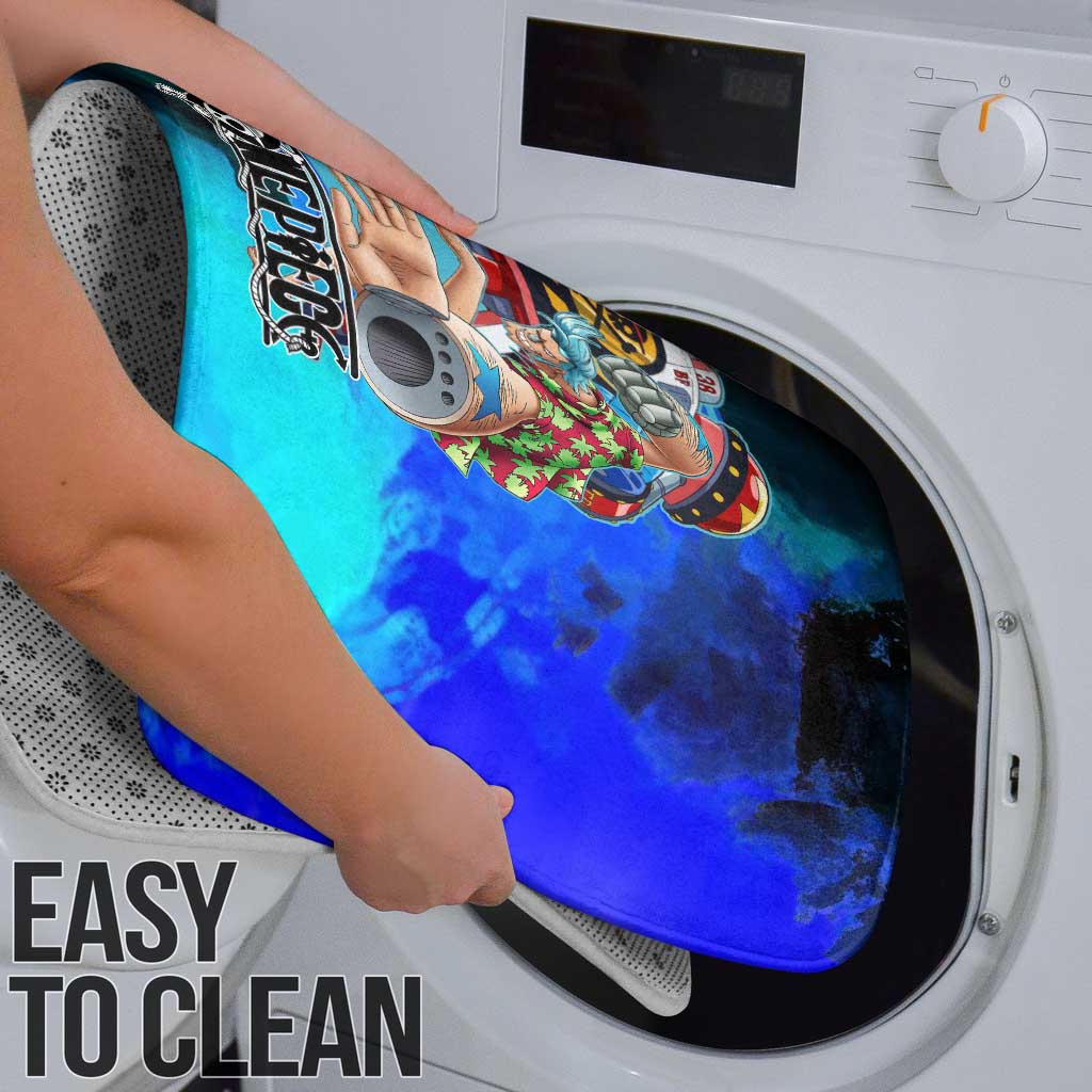 Franky One Piece Blue Theme Bathroom Set with Cyborg Design and Shipwright Pose - The Mazicc