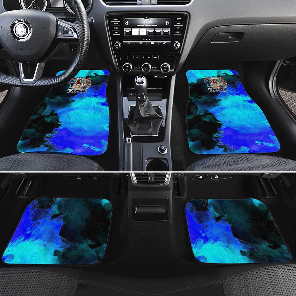 Franky One Piece Blue Theme Car Mats with Cyborg Design and Shipwright Pose - The Mazicc