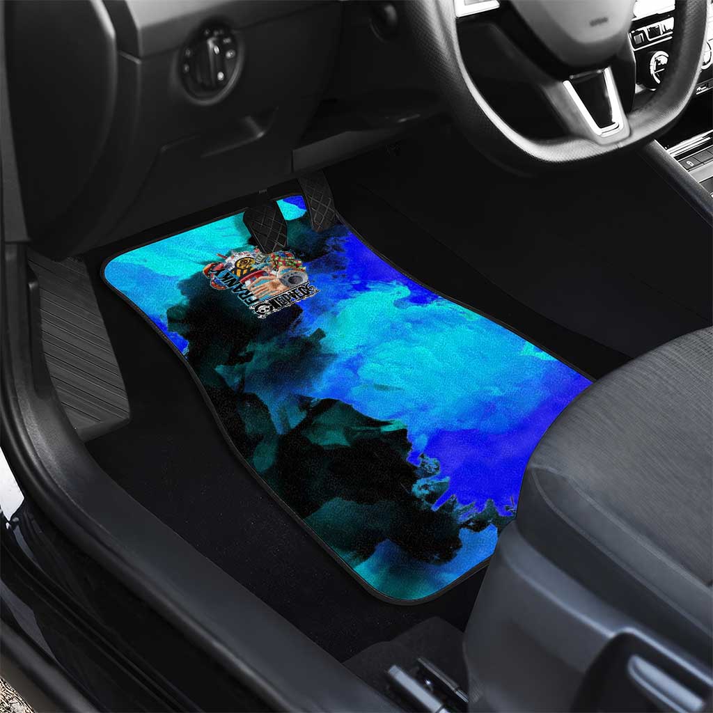 Franky One Piece Blue Theme Car Mats with Cyborg Design and Shipwright Pose - The Mazicc