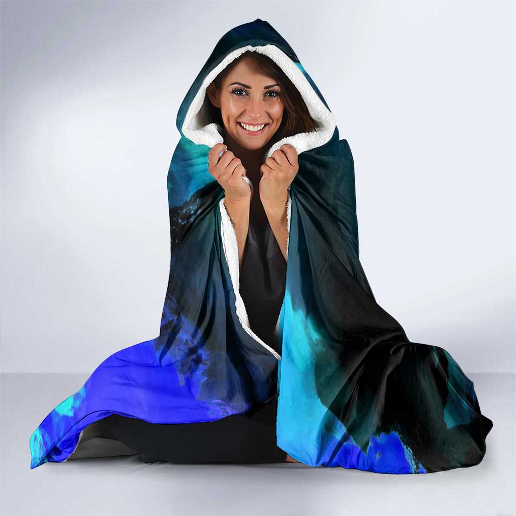 Franky One Piece Blue Theme Hooded Blanket with Cyborg Design and Shipwright Pose - The Mazicc