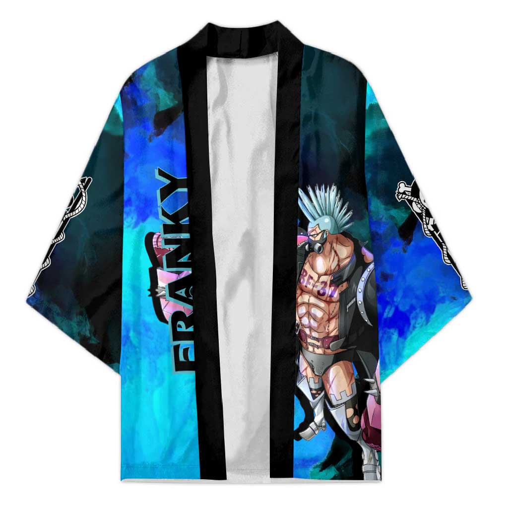 Franky One Piece Blue Theme Kimono with Cyborg Design and Shipwright Pose - The Mazicc