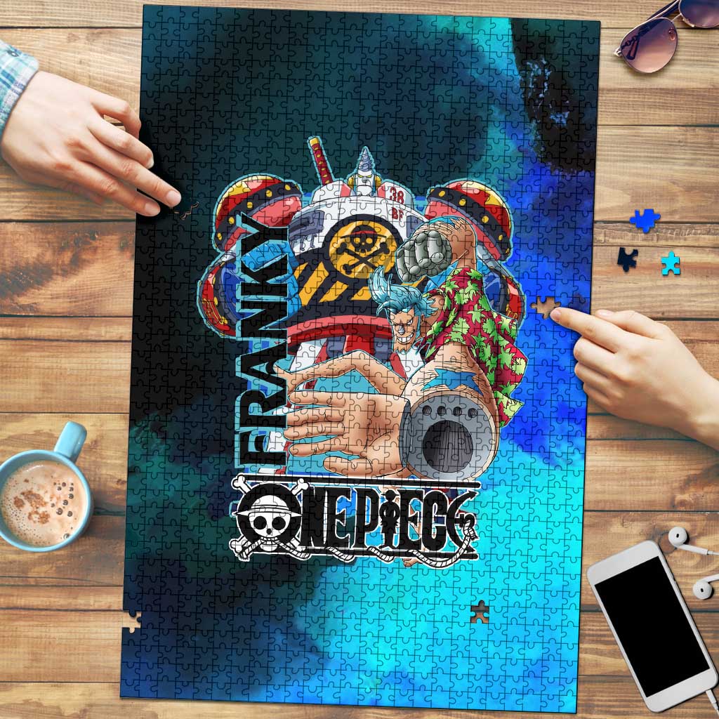 Franky One Piece Blue Theme Puzzle with Cyborg Design and Shipwright Pose - The Mazicc