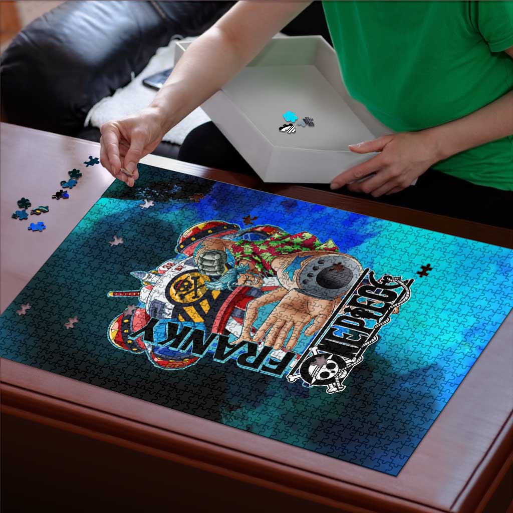Franky One Piece Blue Theme Puzzle with Cyborg Design and Shipwright Pose - The Mazicc
