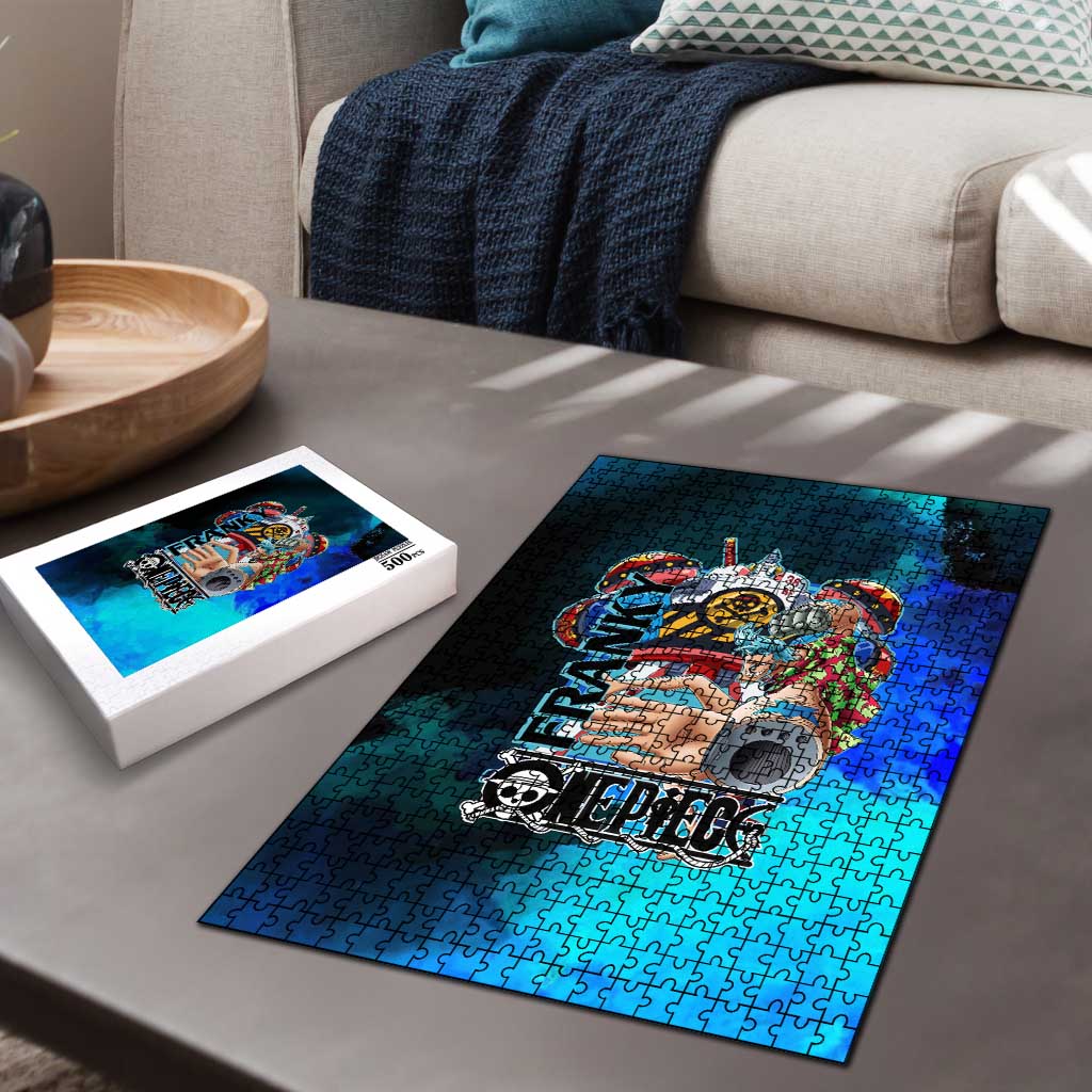 Franky One Piece Blue Theme Puzzle with Cyborg Design and Shipwright Pose - The Mazicc