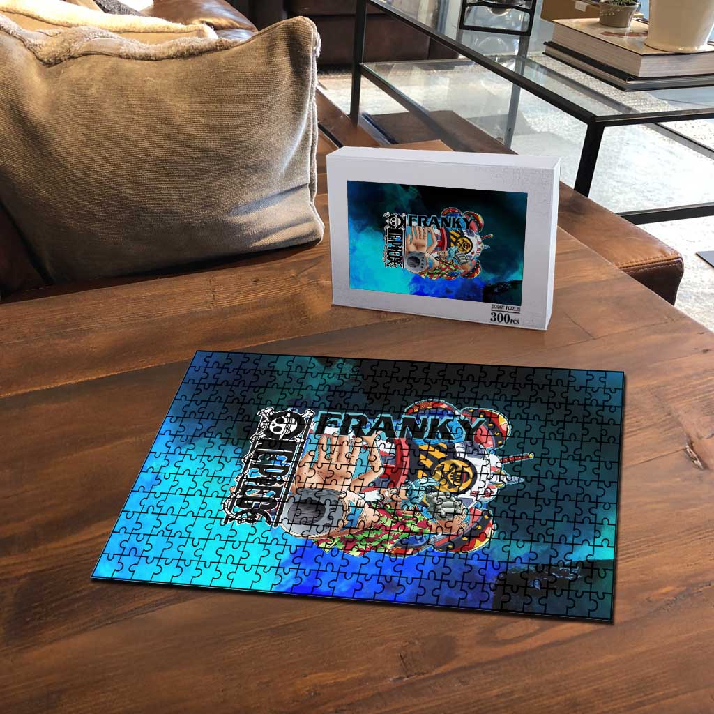 Franky One Piece Blue Theme Puzzle with Cyborg Design and Shipwright Pose - The Mazicc