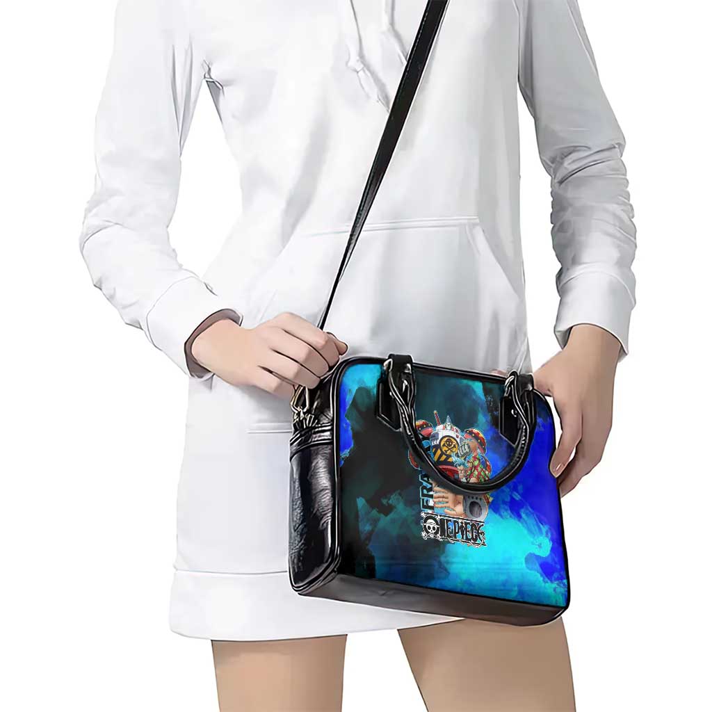 Franky One Piece Blue Theme Shoulder Handbag with Cyborg Design and Shipwright Pose - The Mazicc