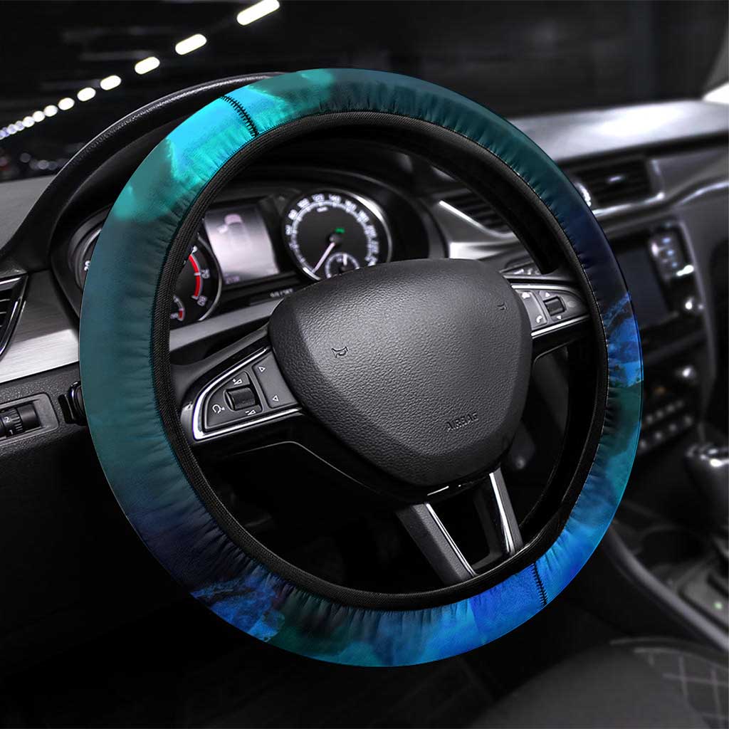 Franky One Piece Blue Theme Steering Wheel Cover with Cyborg Design and Shipwright Pose - The Mazicc