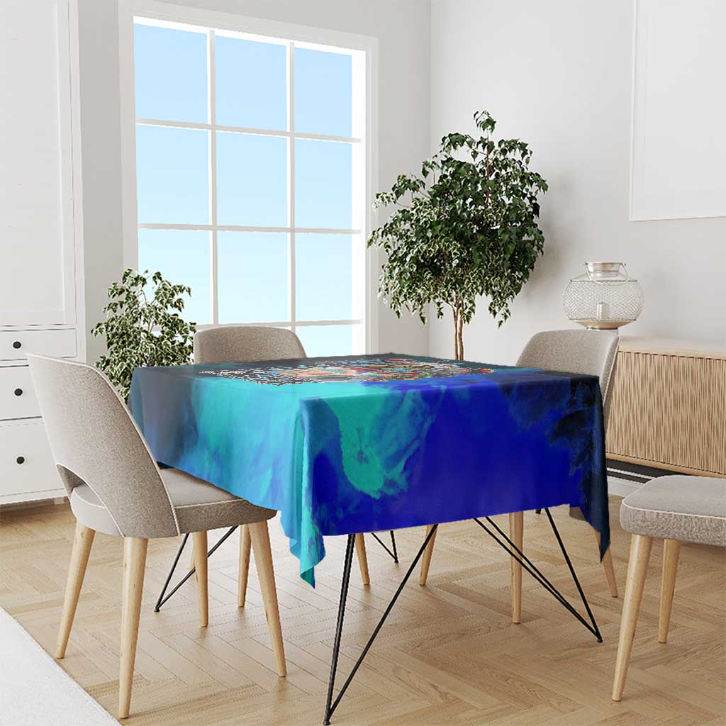 Franky One Piece Blue Theme Tablecloth with Cyborg Design and Shipwright Pose - The Mazicc