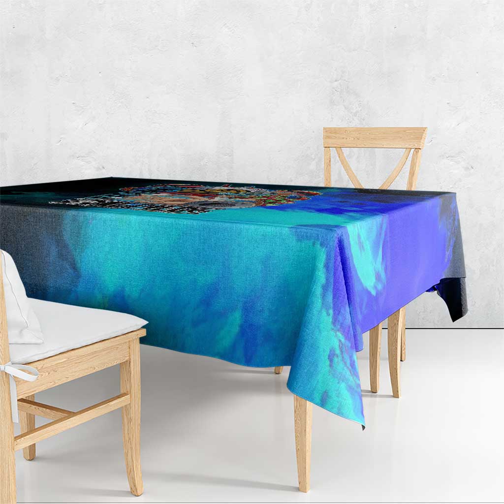 Franky One Piece Blue Theme Tablecloth with Cyborg Design and Shipwright Pose - The Mazicc