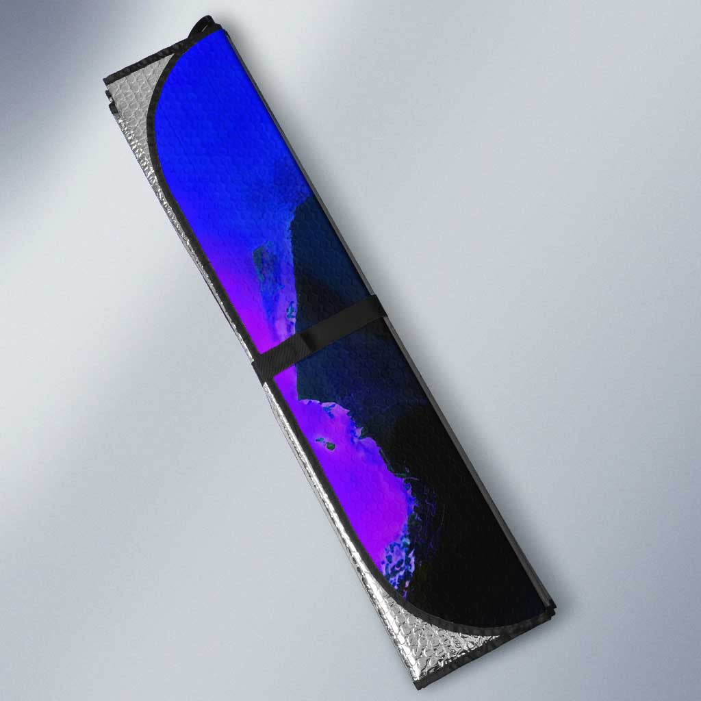 Nico Robin One Piece Purple and Blue Theme Auto Sun Shade with Floral Cape and Archaeologist Pose Design - The Mazicc