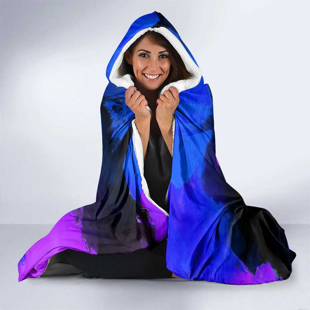 Nico Robin One Piece Purple and Blue Theme Hooded Blanket with Floral Cape and Archaeologist Pose Design - The Mazicc