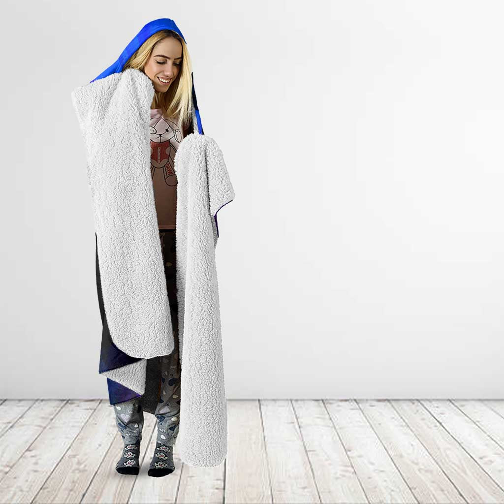 Nico Robin One Piece Purple and Blue Theme Hooded Blanket with Floral Cape and Archaeologist Pose Design - The Mazicc