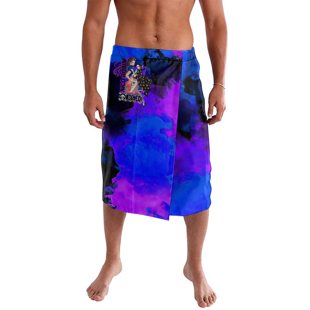 Nico Robin One Piece Purple and Blue Theme Lavalava with Floral Cape and Archaeologist Pose Design - The Mazicc
