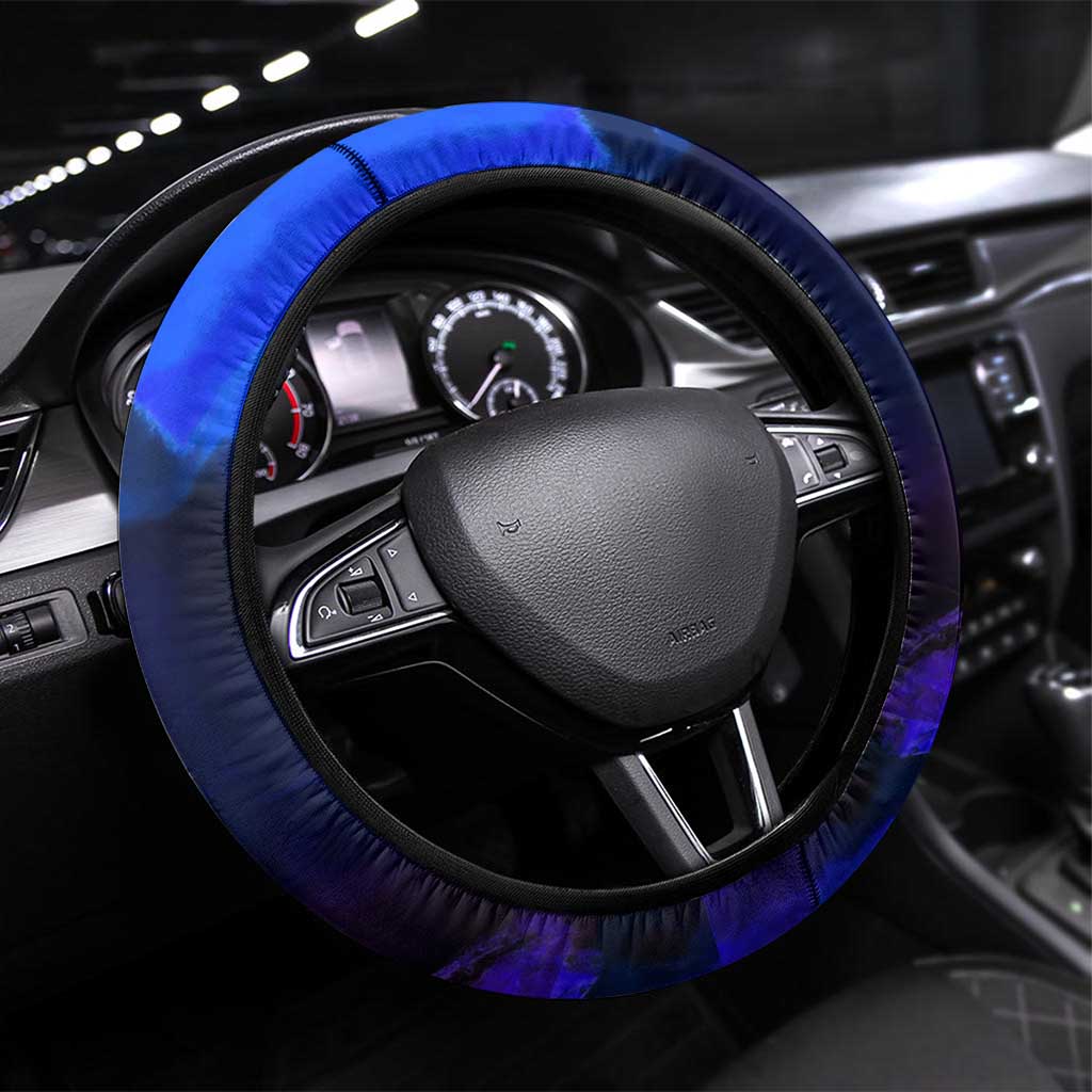 Nico Robin One Piece Purple and Blue Theme Steering Wheel Cover with Floral Cape and Archaeologist Pose Design - The Mazicc