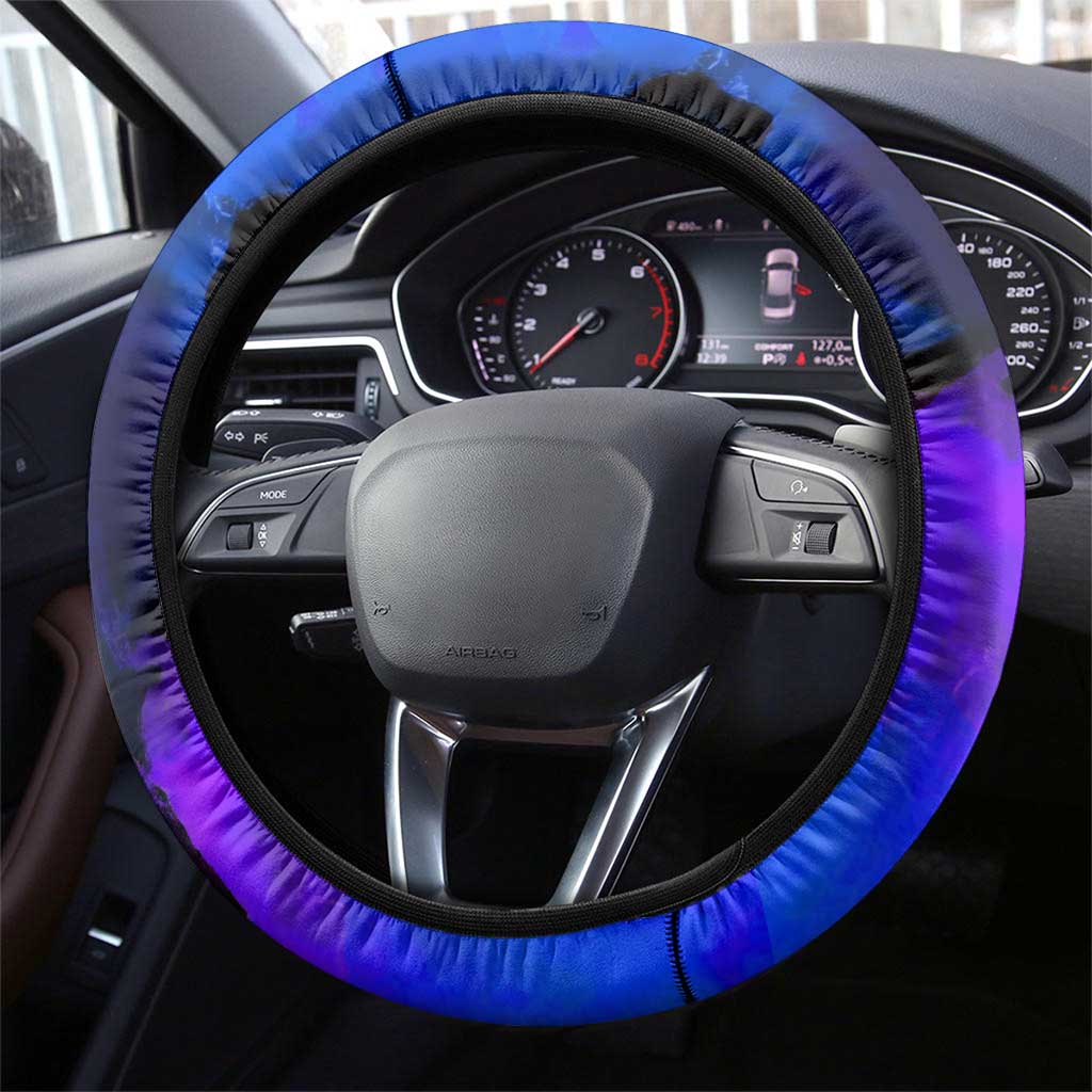 Nico Robin One Piece Purple and Blue Theme Steering Wheel Cover with Floral Cape and Archaeologist Pose Design - The Mazicc