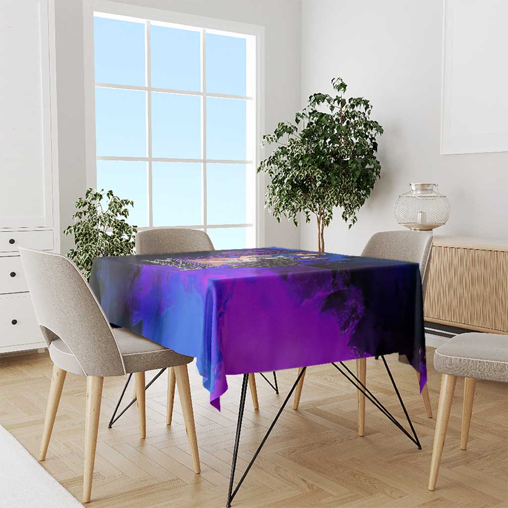 Nico Robin One Piece Purple and Blue Theme Tablecloth with Floral Cape and Archaeologist Pose Design - The Mazicc
