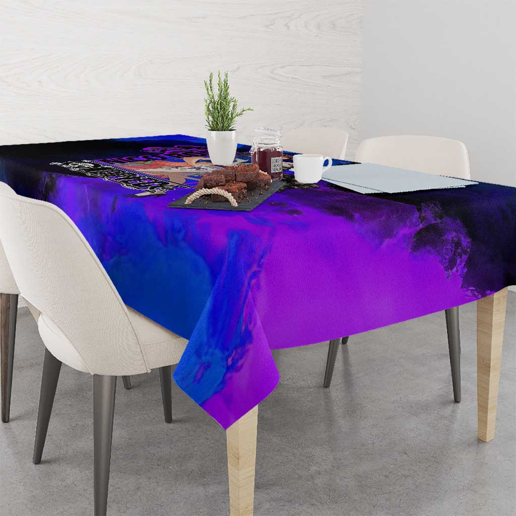 Nico Robin One Piece Purple and Blue Theme Tablecloth with Floral Cape and Archaeologist Pose Design - The Mazicc